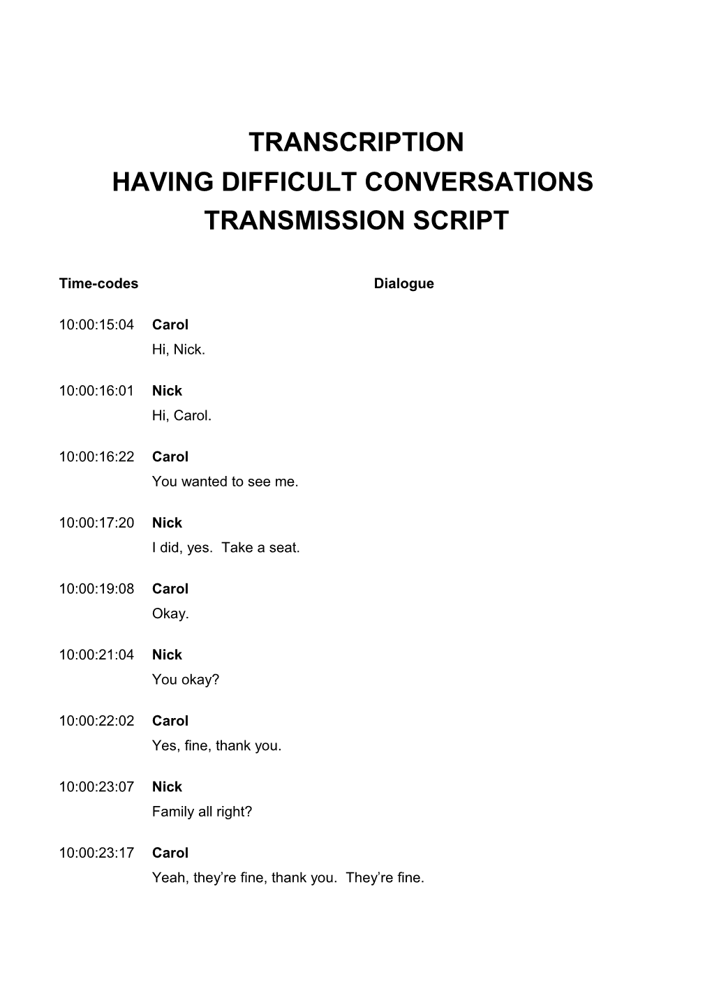 Having Difficult Conversations