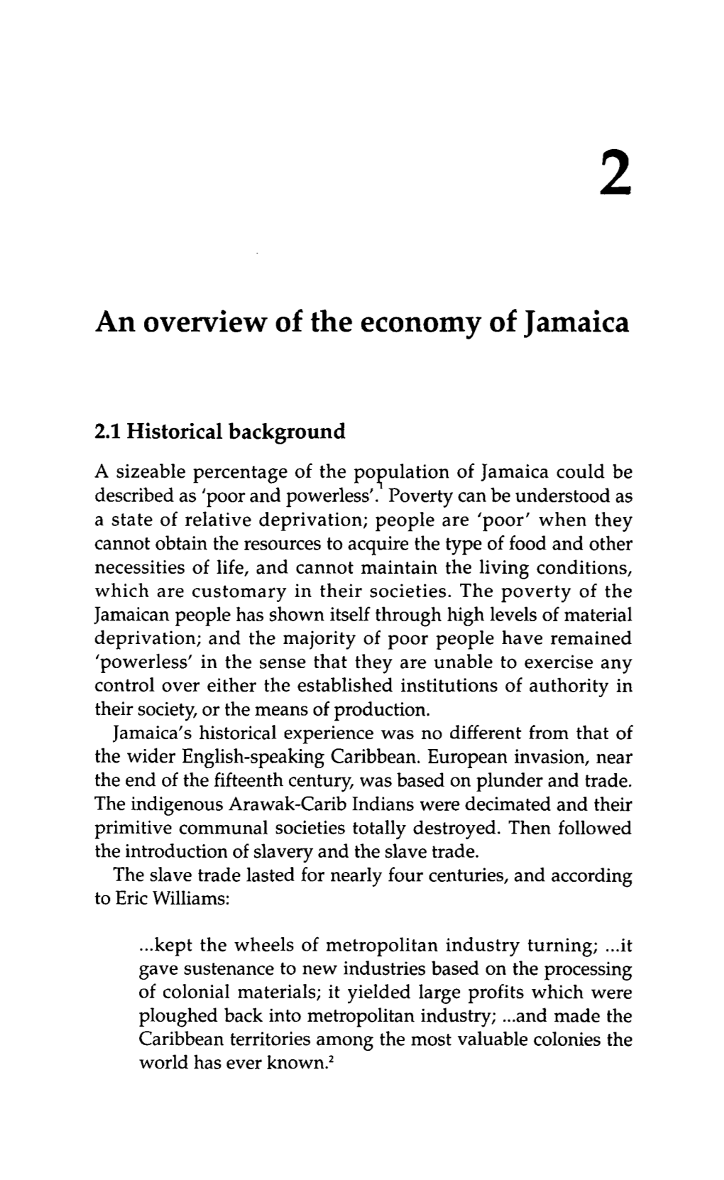 An Overview of the Economy of Jamaica