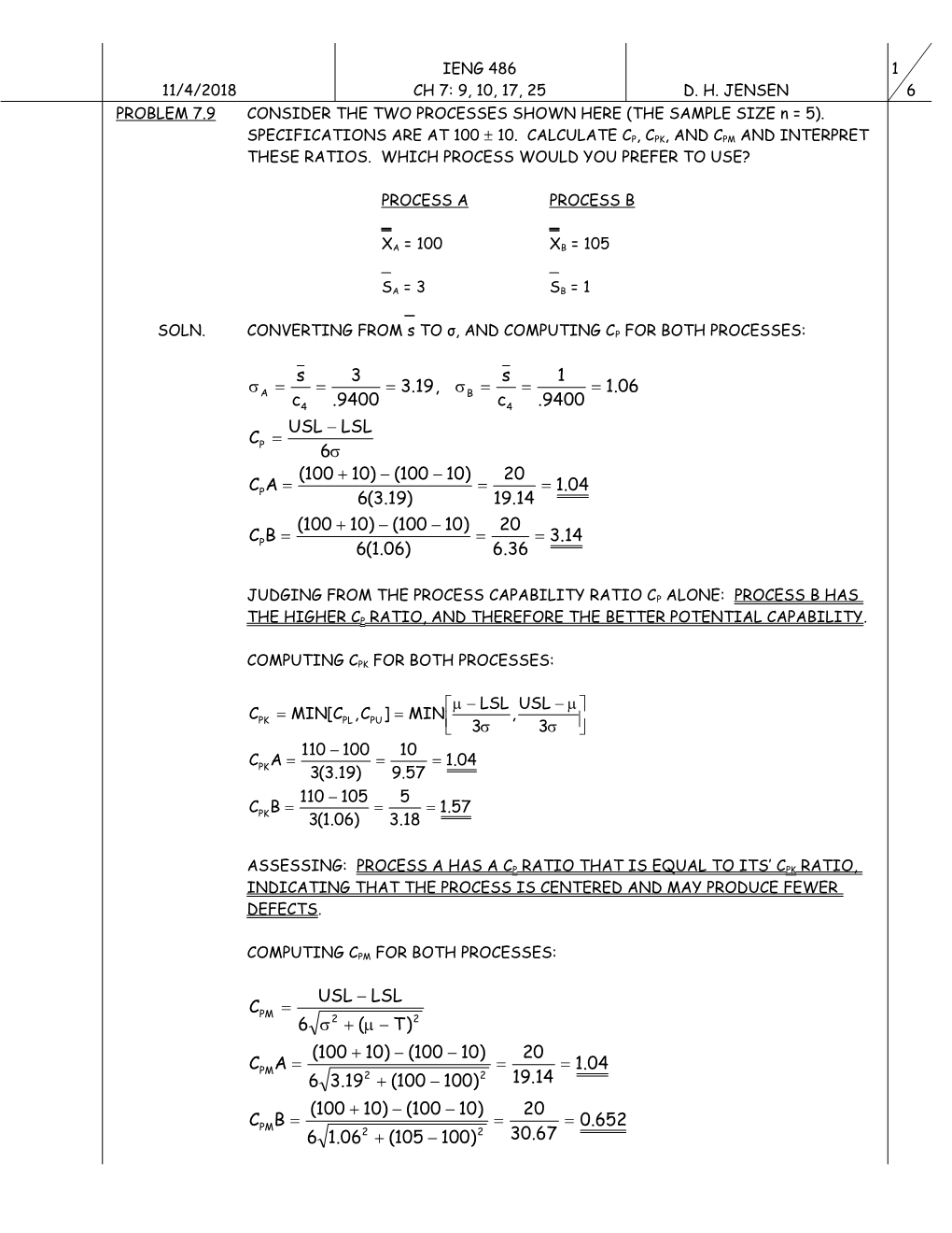 SOLN.CONVERTING from S to Σ, and COMPUTING CP for BOTH PROCESSES