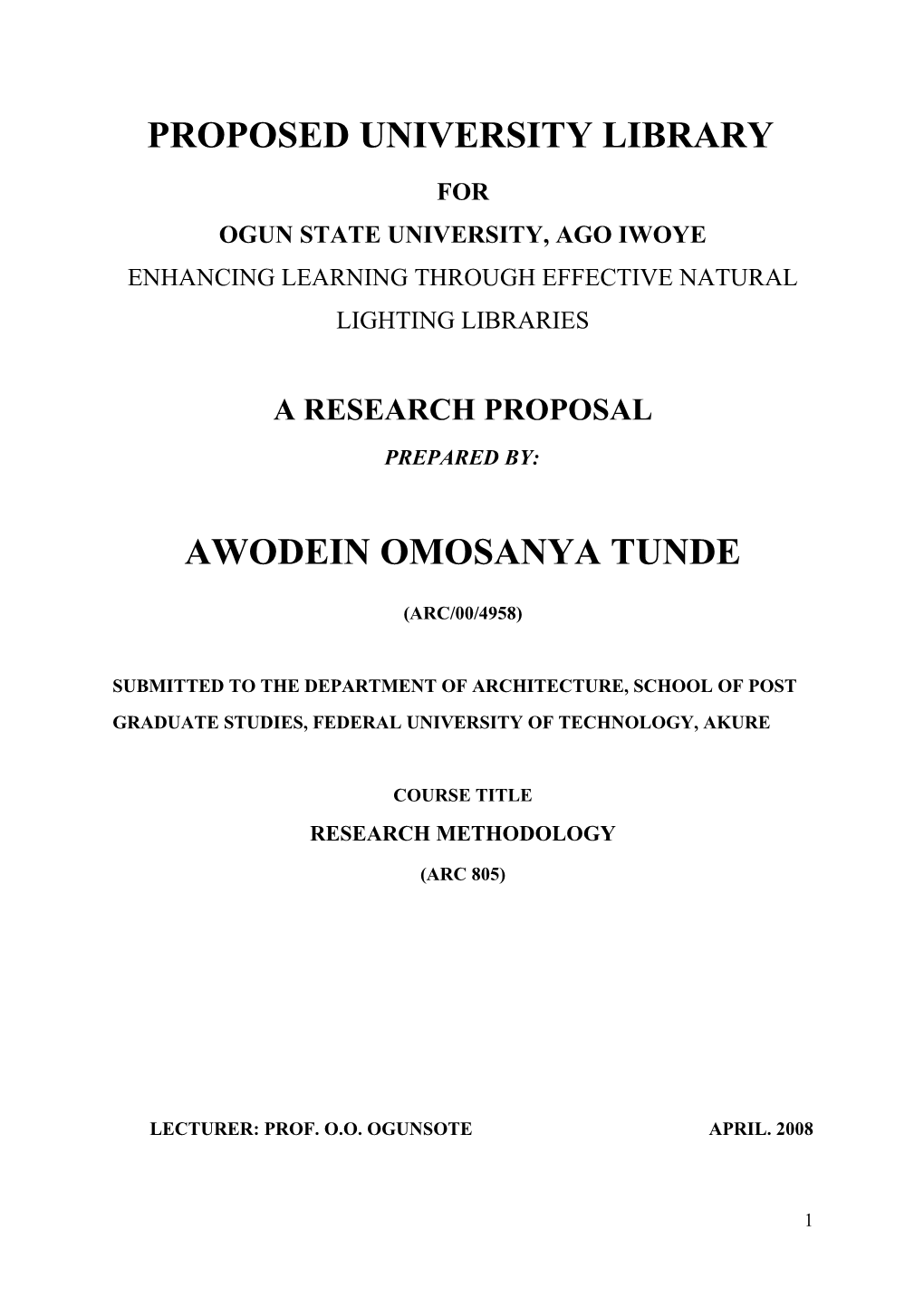 Ogun State University, Ago Iwoye