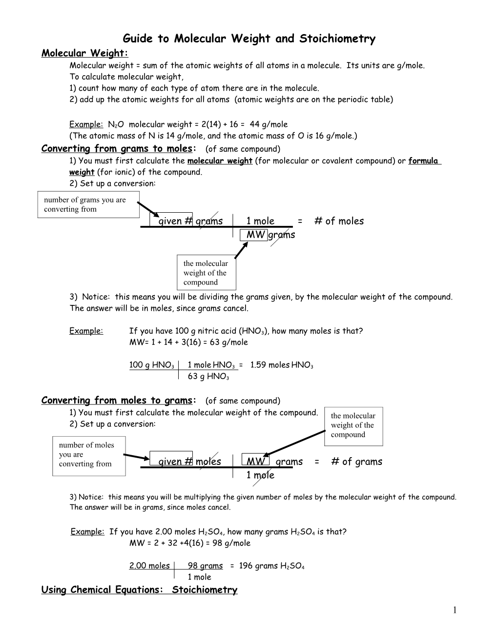 Guide to Molecular Weight and Stoichiometry