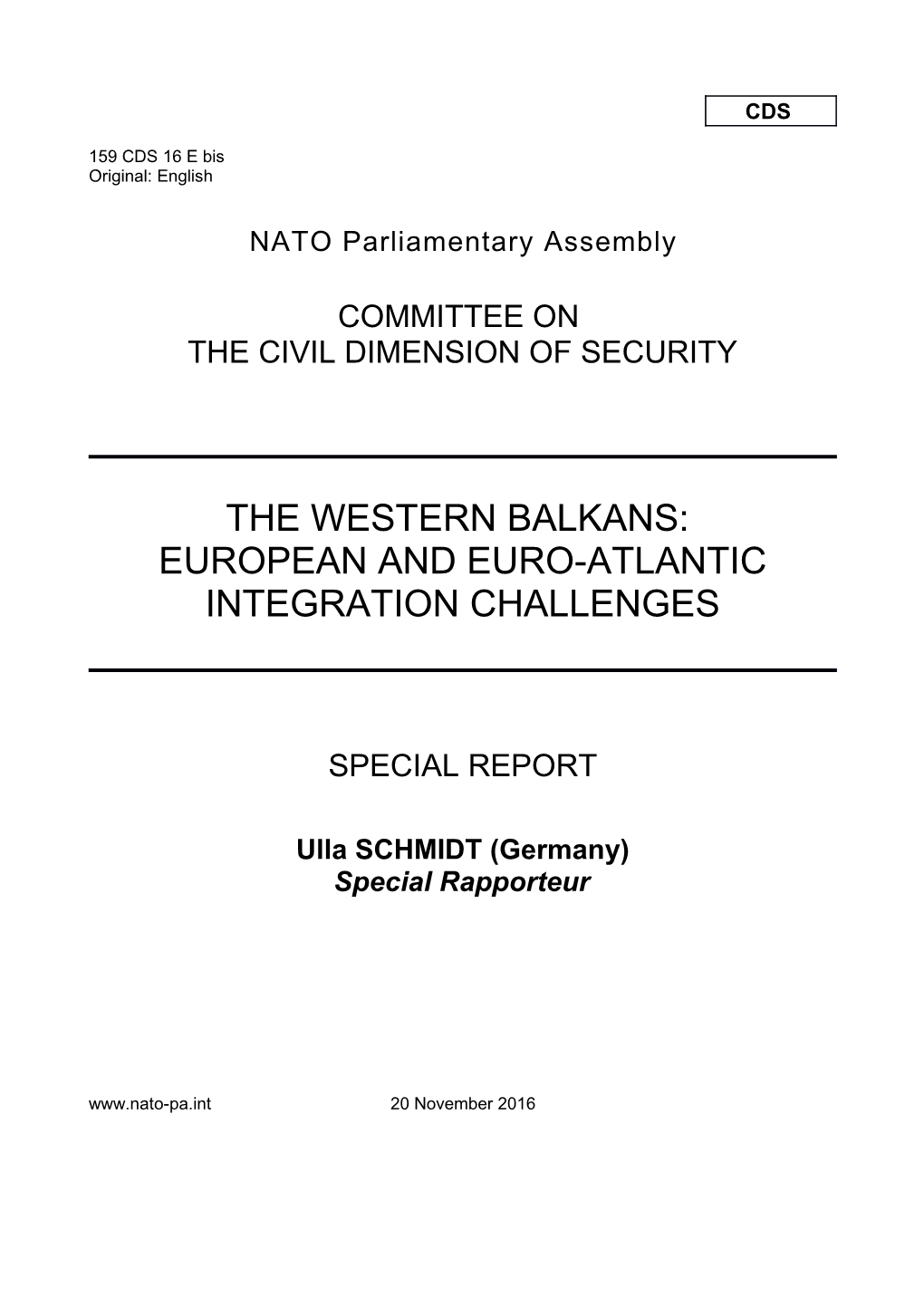 159 CDS 16 E - Special Report on Western Balkans