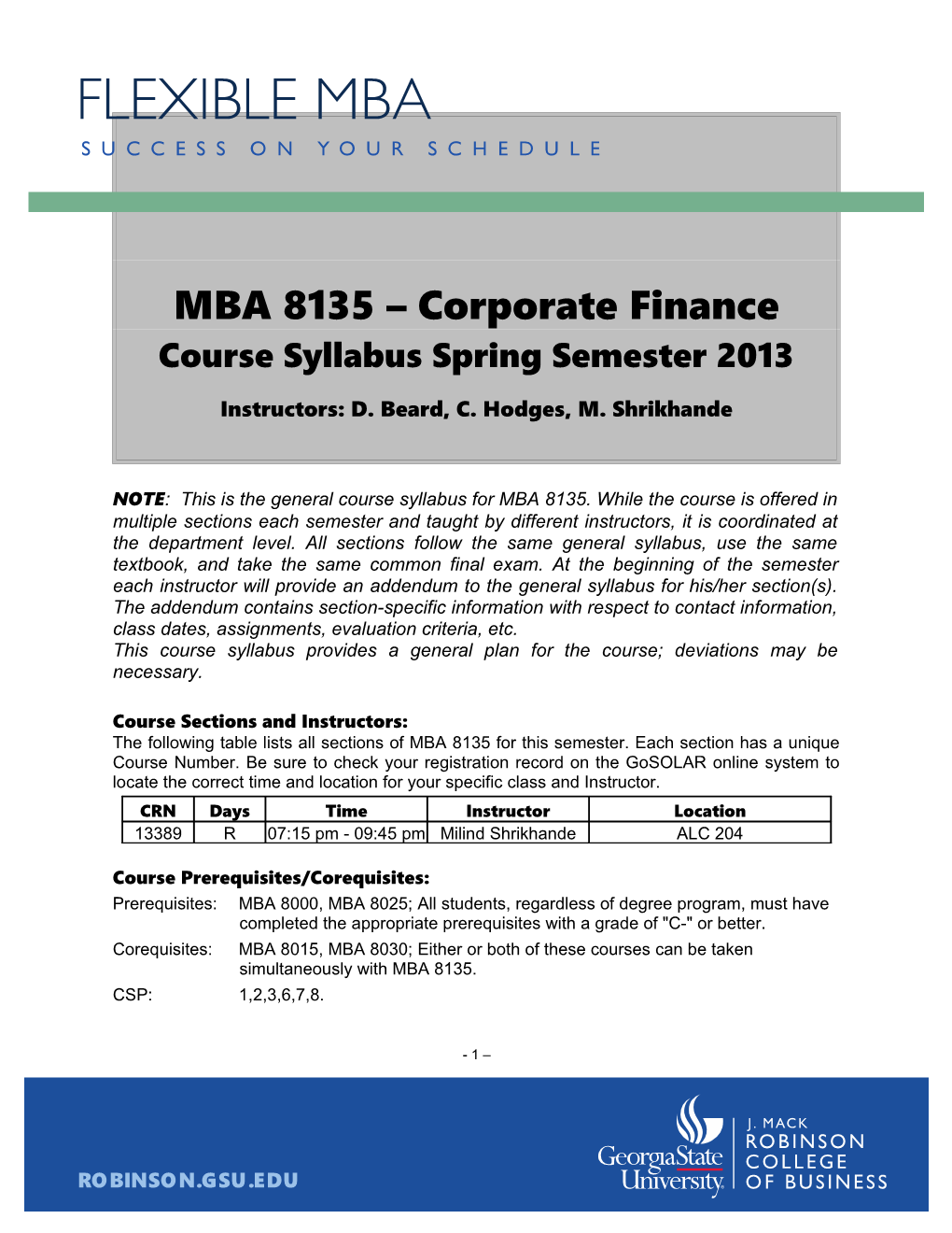 MBA 8135 Corporate Finance