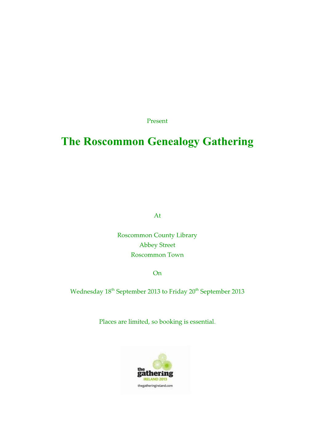 The Roscommon Genealogy Gathering