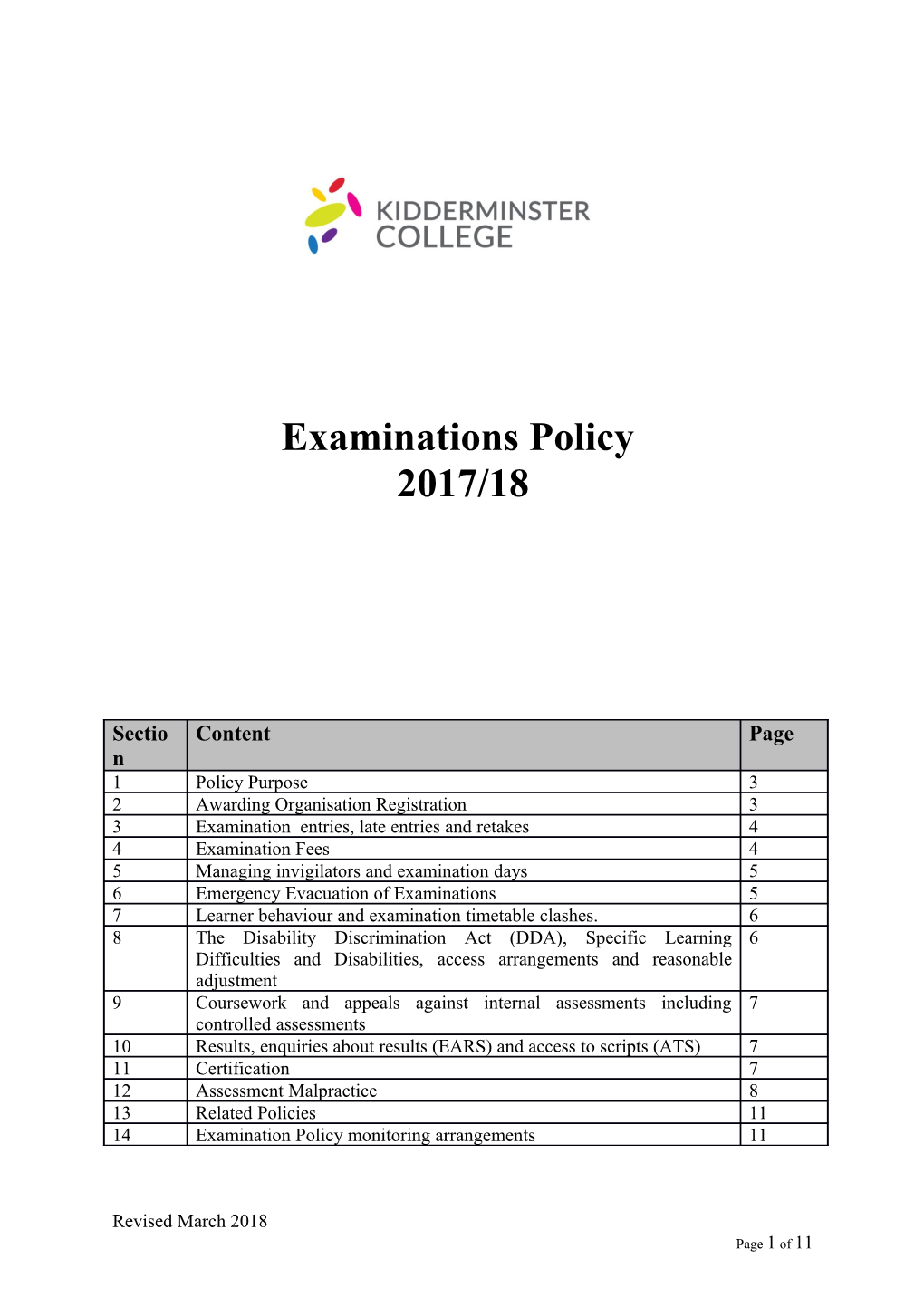 Examinations Policy