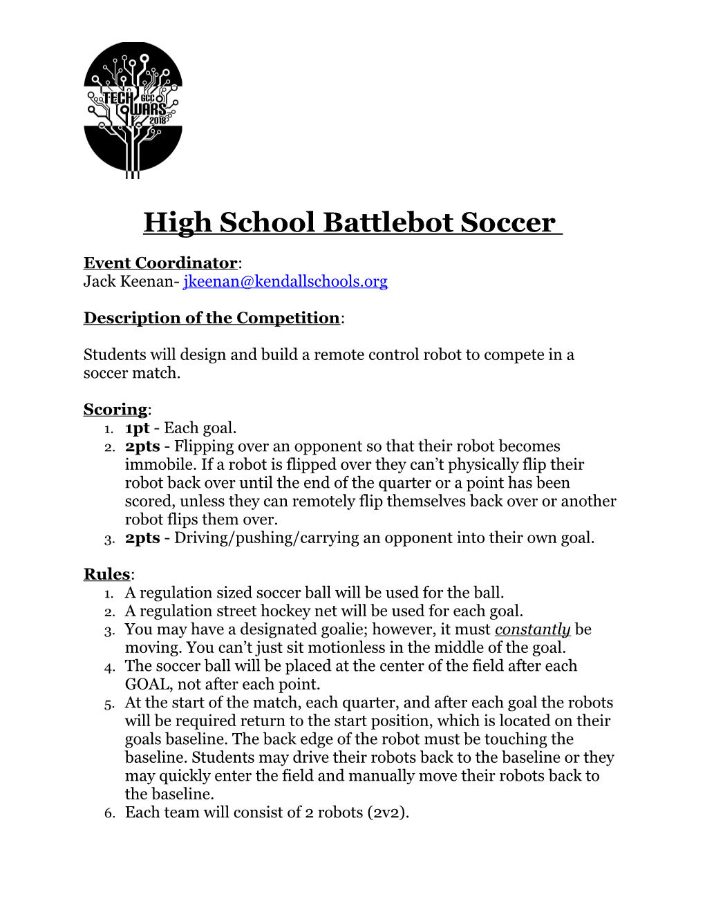 High School Battlebot Soccer