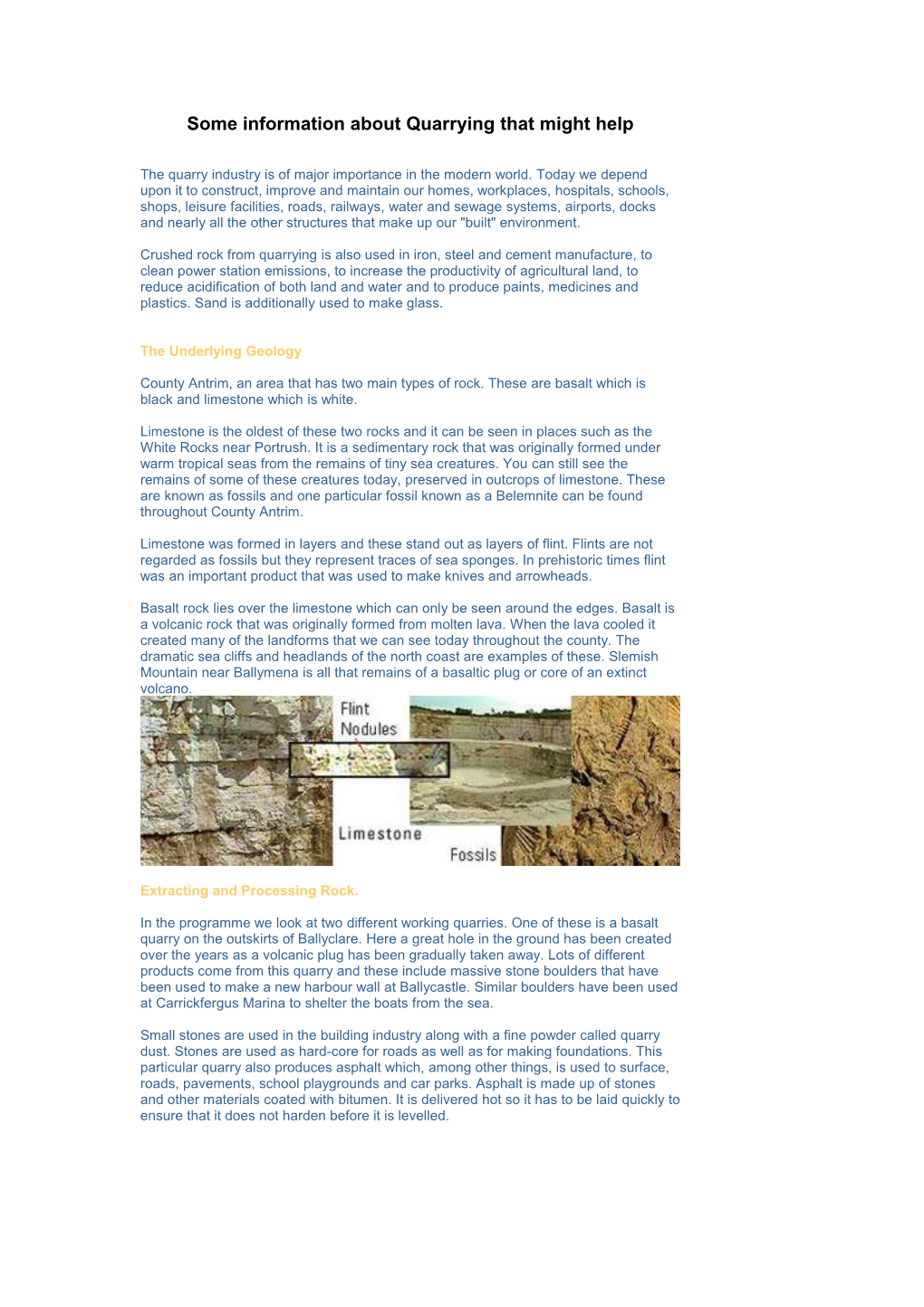 Some Information About Quarrying That Might Help