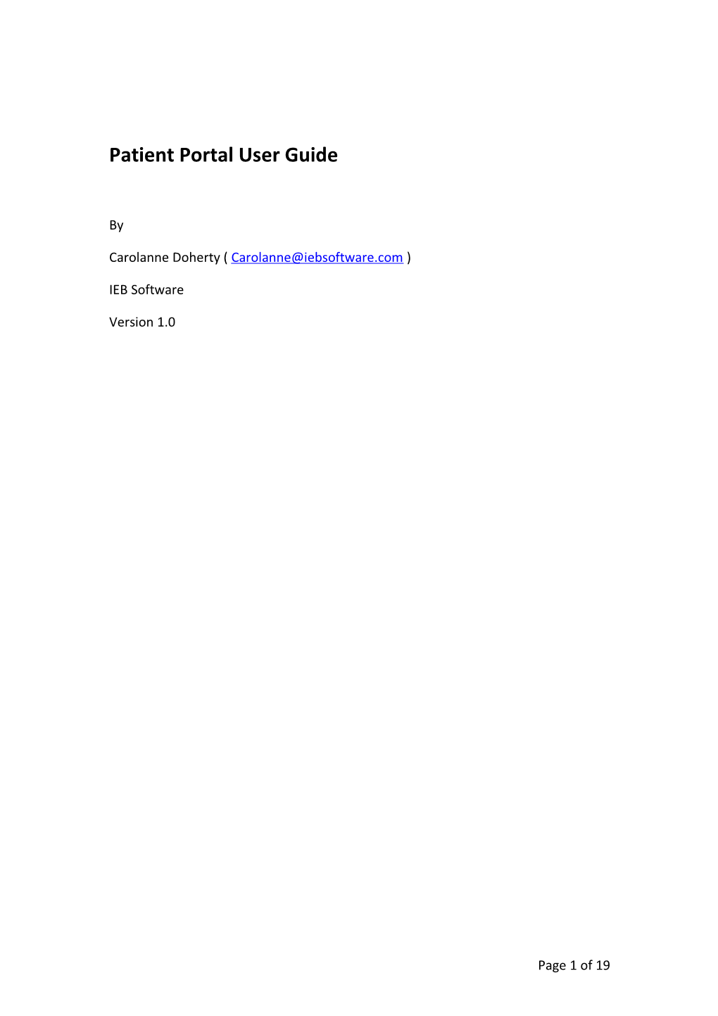 Patient Portal User Guide