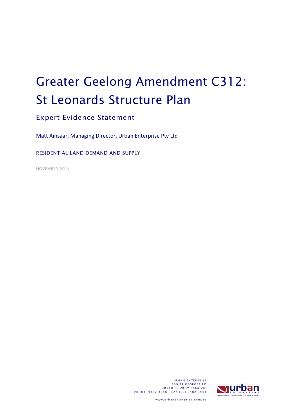 Greater Geelong Amendment C312: St Leonards Structure Plan