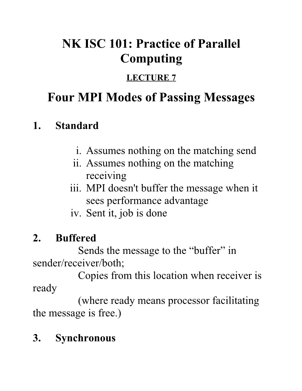 NK ISC 101: Practice of Parallel Computing