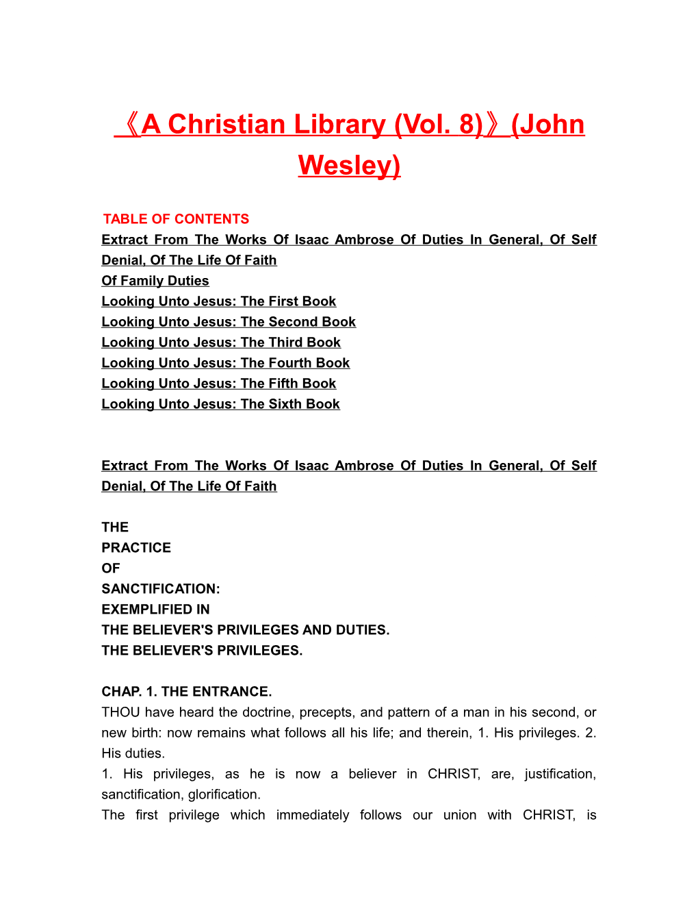 A Christian Library (Vol. 8) (John Wesley)