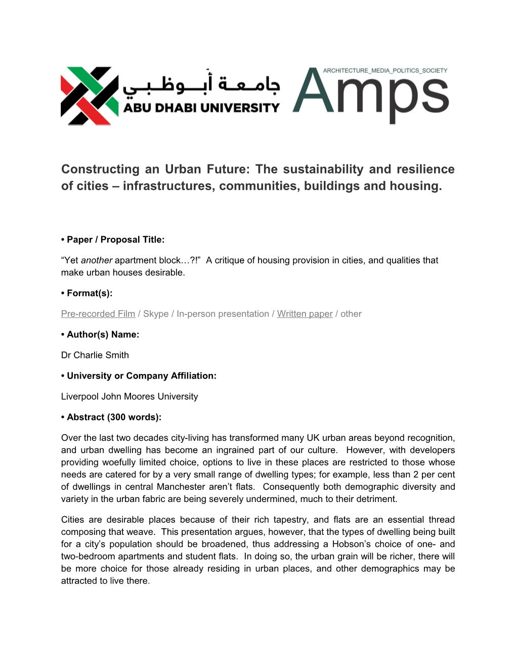 Constructing an Urban Future: the Sustainability and Resilience of Cities Infrastructures
