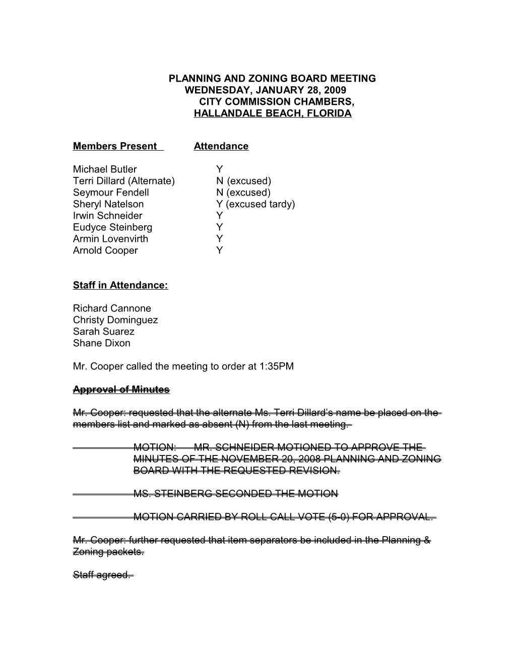 Planning and Zoning Board Meeting