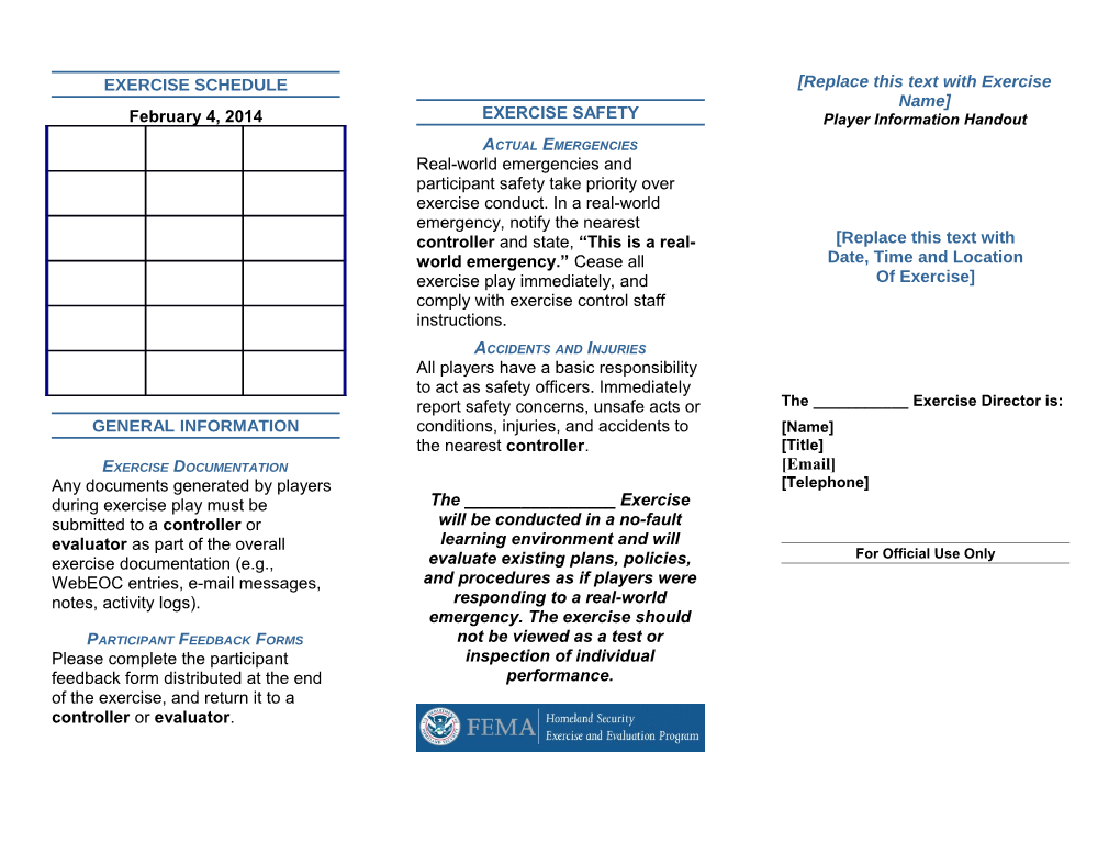 Exercise Schedule