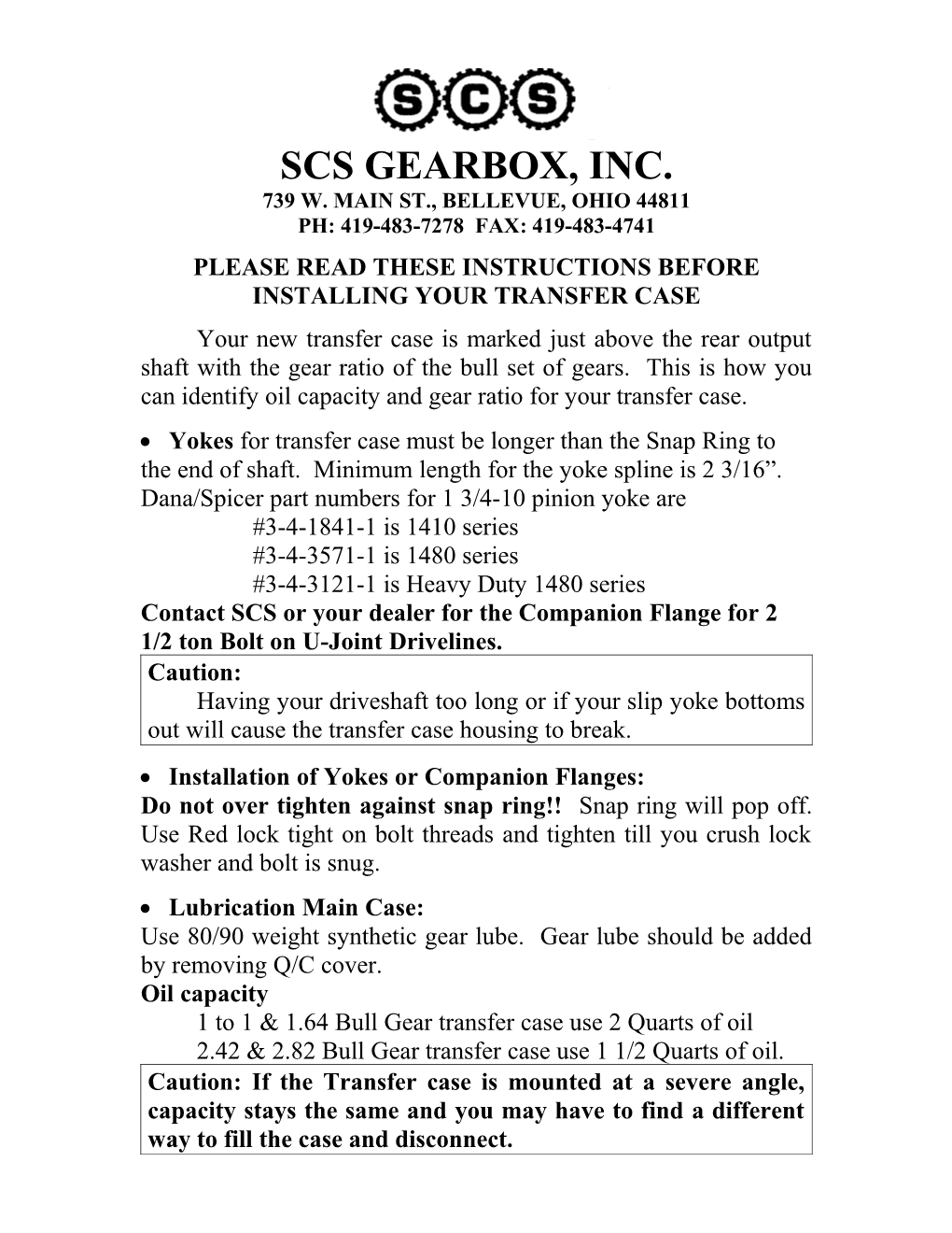 Scs Gearbox, Inc