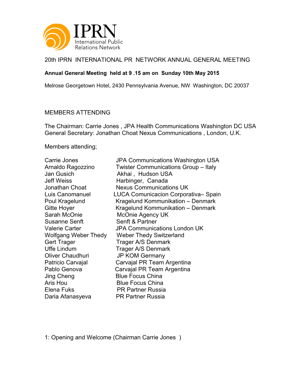 Iprn International Pr Network Annual General Meeting