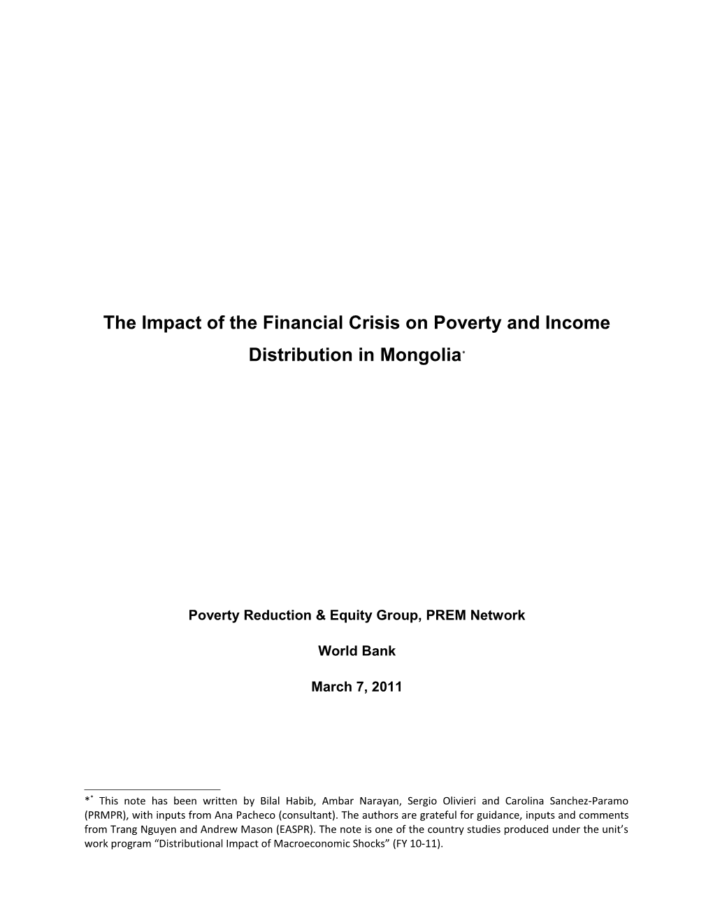 Poverty Reduction & Equity Group, PREM Network