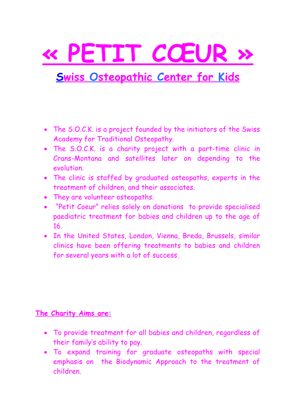 Swiss Osteopathic Center for Kids