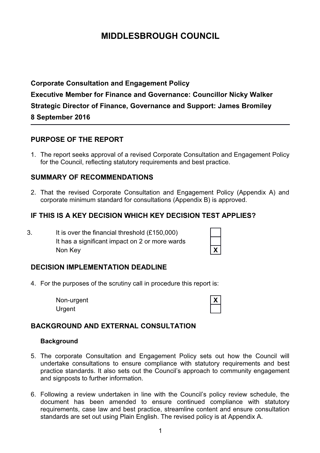 Corporate Consultation and Engagement Policy