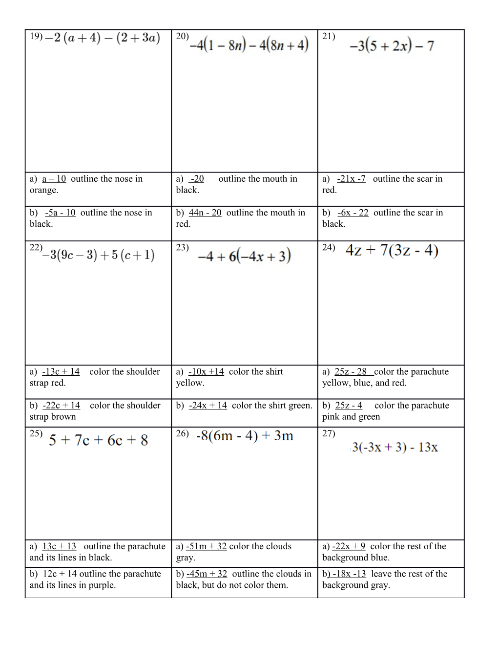 Distributive Property and Combining Like Terms
