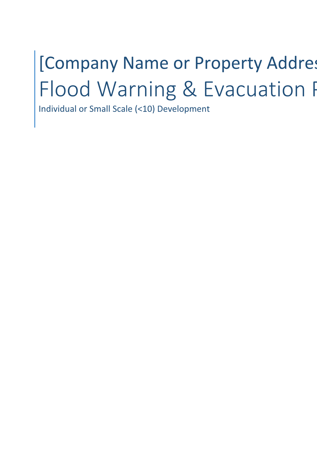 Flood Warning & Evacuation Plan