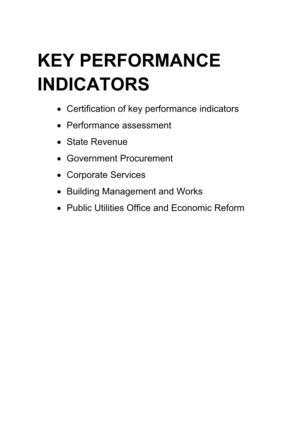 Department of Finance Annual Report 2014-15: Key Performance Indicators