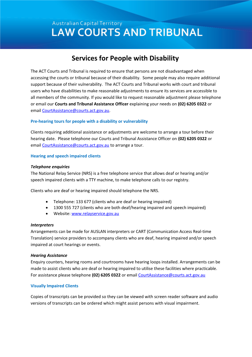 Services for People with Disability