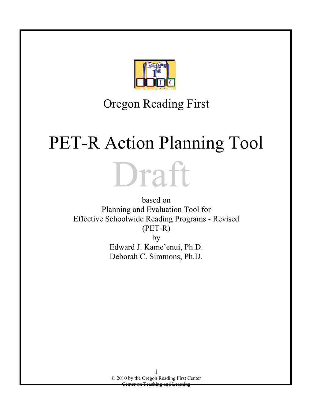 PET-R Action Planning Tool
