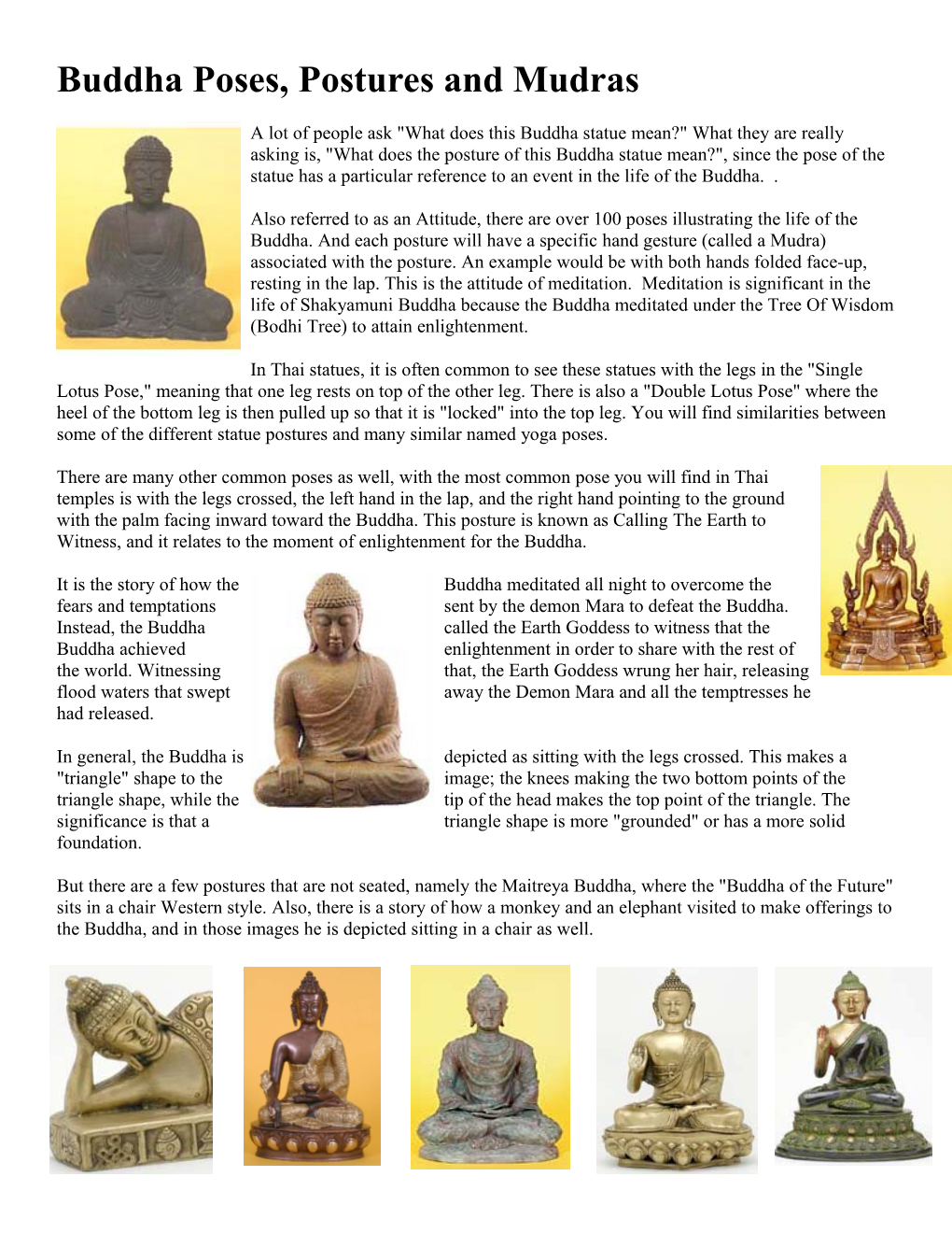 Buddha Poses, Postures and Mudras