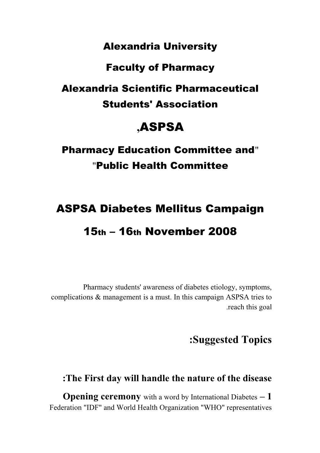 Alexandria Scientific Pharmaceutical Students' Association