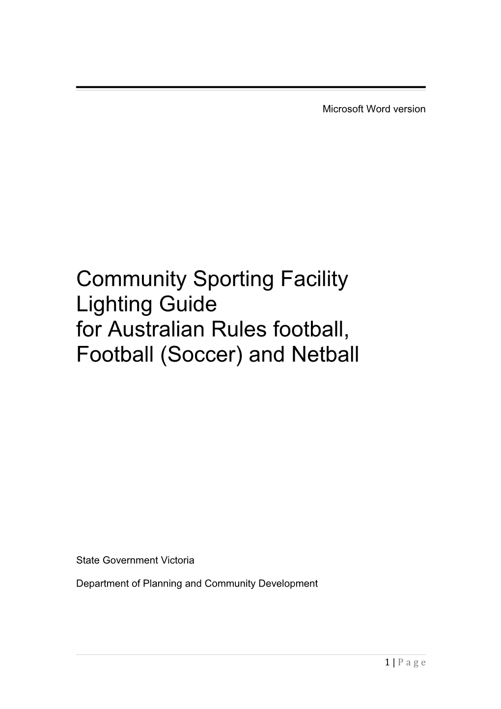 Community Sporting Facility Lighting Guide