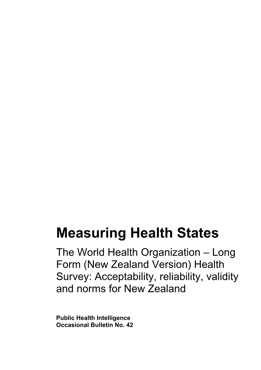 Measuring Health States