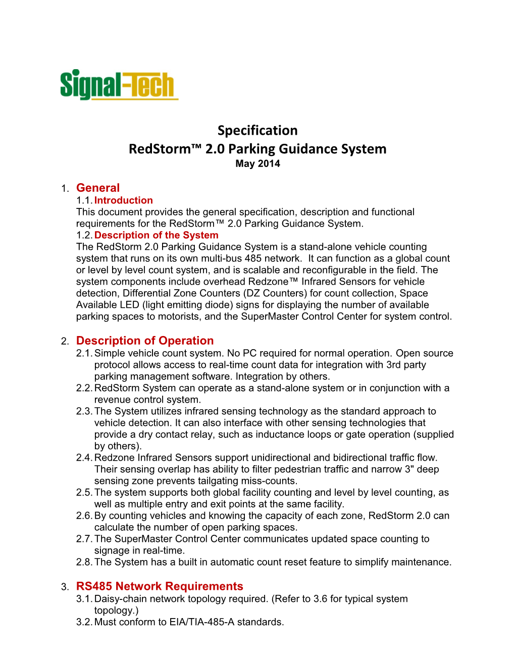 Redstorm 2.0 Parking Guidance System