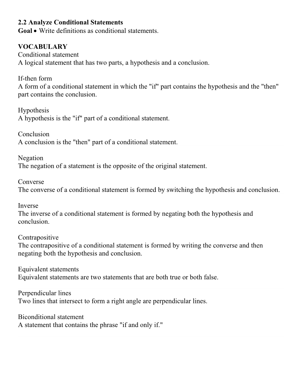 2.2 Analyze Conditional Statements