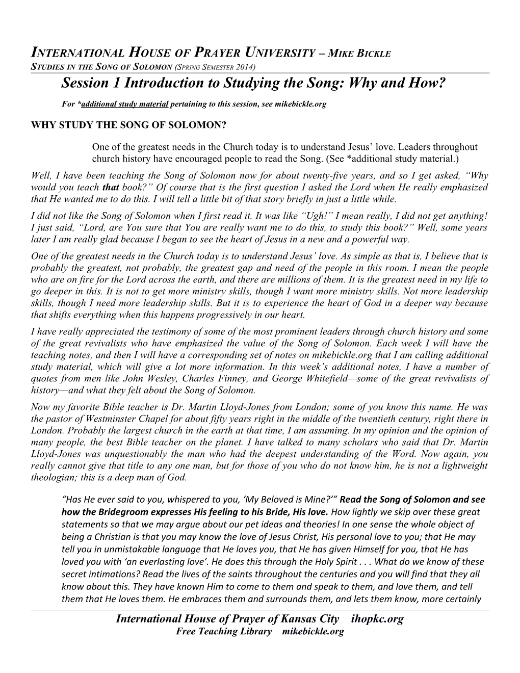 Session 1 Introduction to Studying the Song: Why and How?