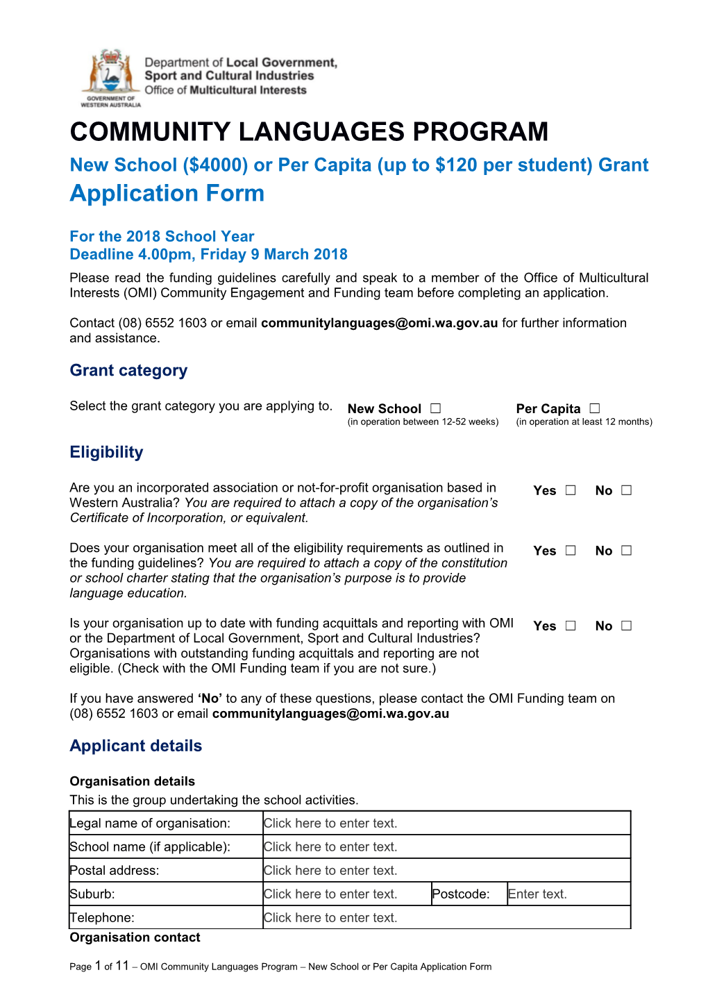 New School ($4000) Or Per Capita(Up to $120 Per Student) Grant