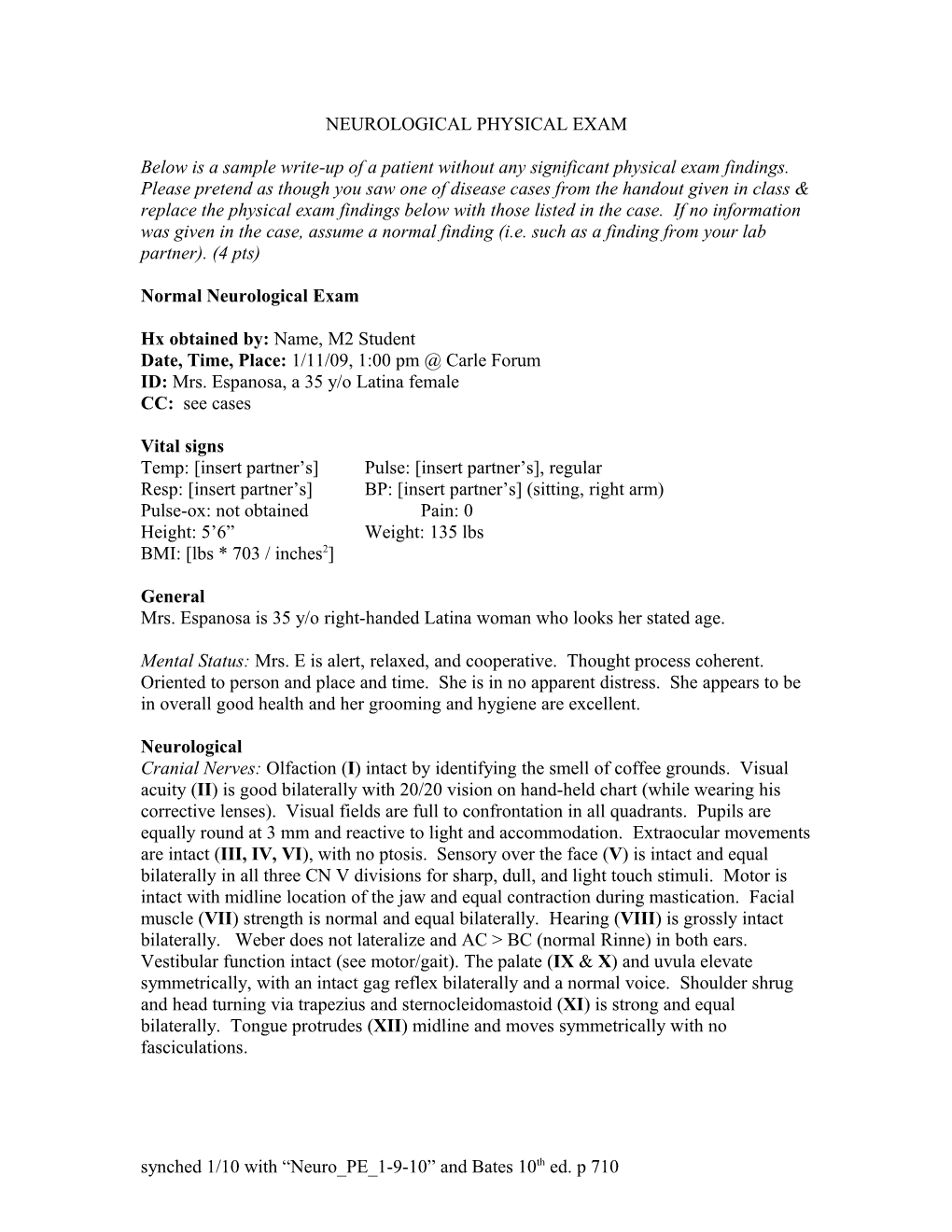 Neurological Physical Exam