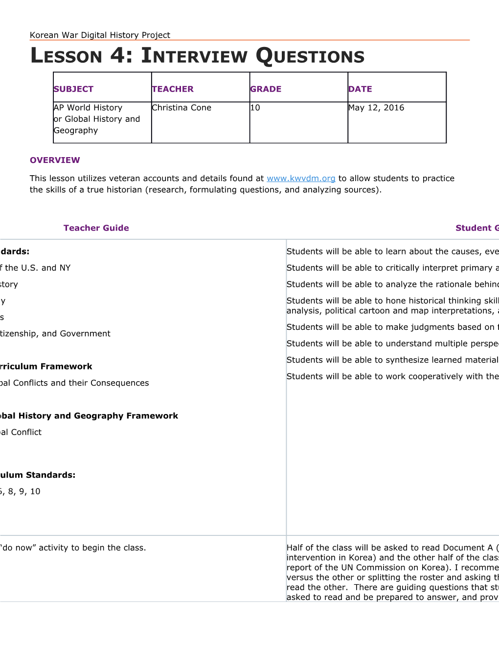 Lesson 4: Interview Questions