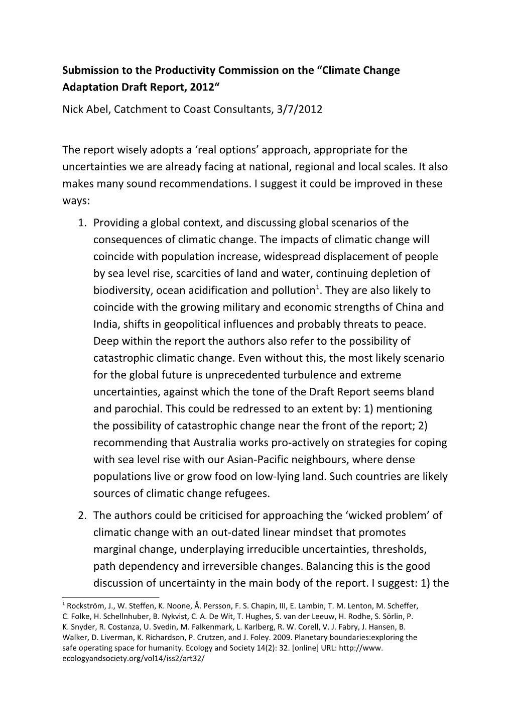 Submission DR156 - Nick Abel - Barriers to Effective Climate Change Adaptation - Public Inquiry