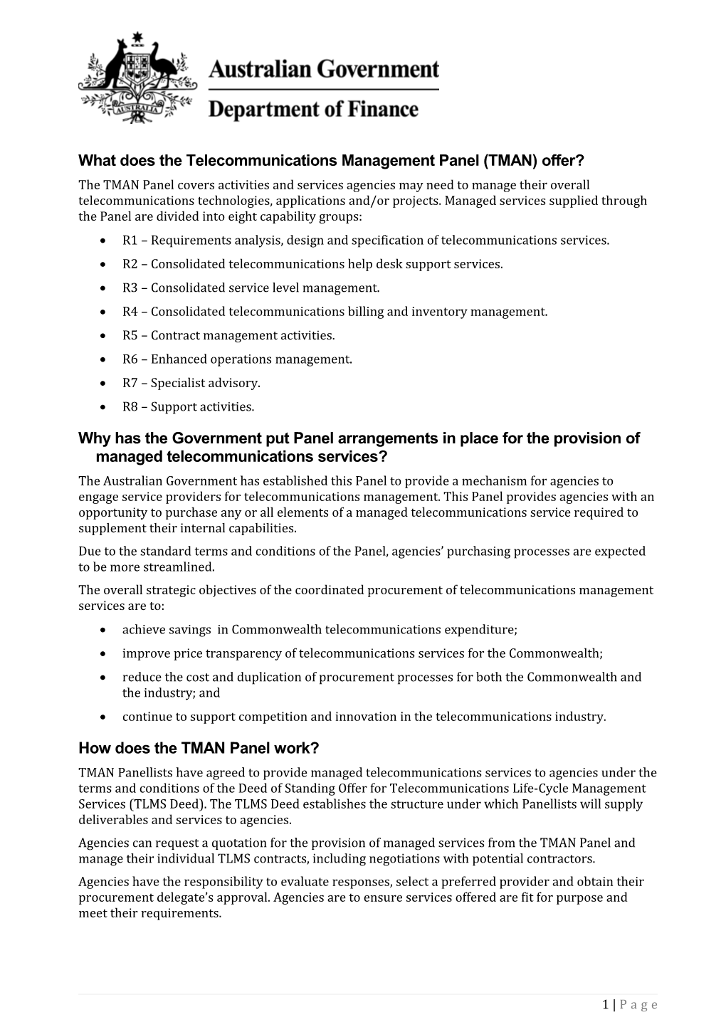 TMAN Panel Fact Sheet