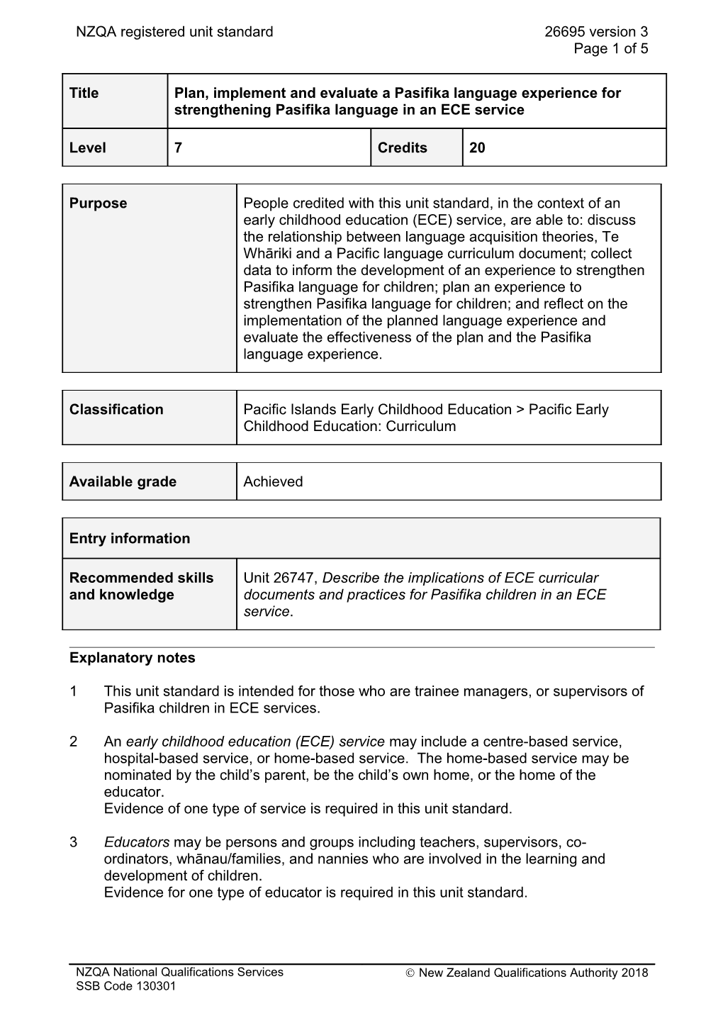 26695 Plan, Implement and Evaluate a Pasifika Language Experience for Strengthening Pasifika