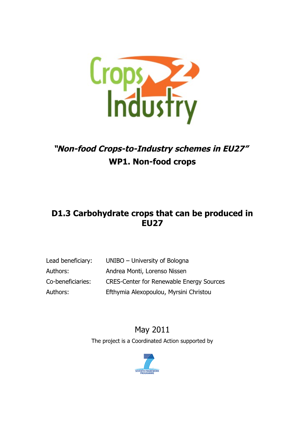 Non-Food Crops-To-Industry Schemes in EU27