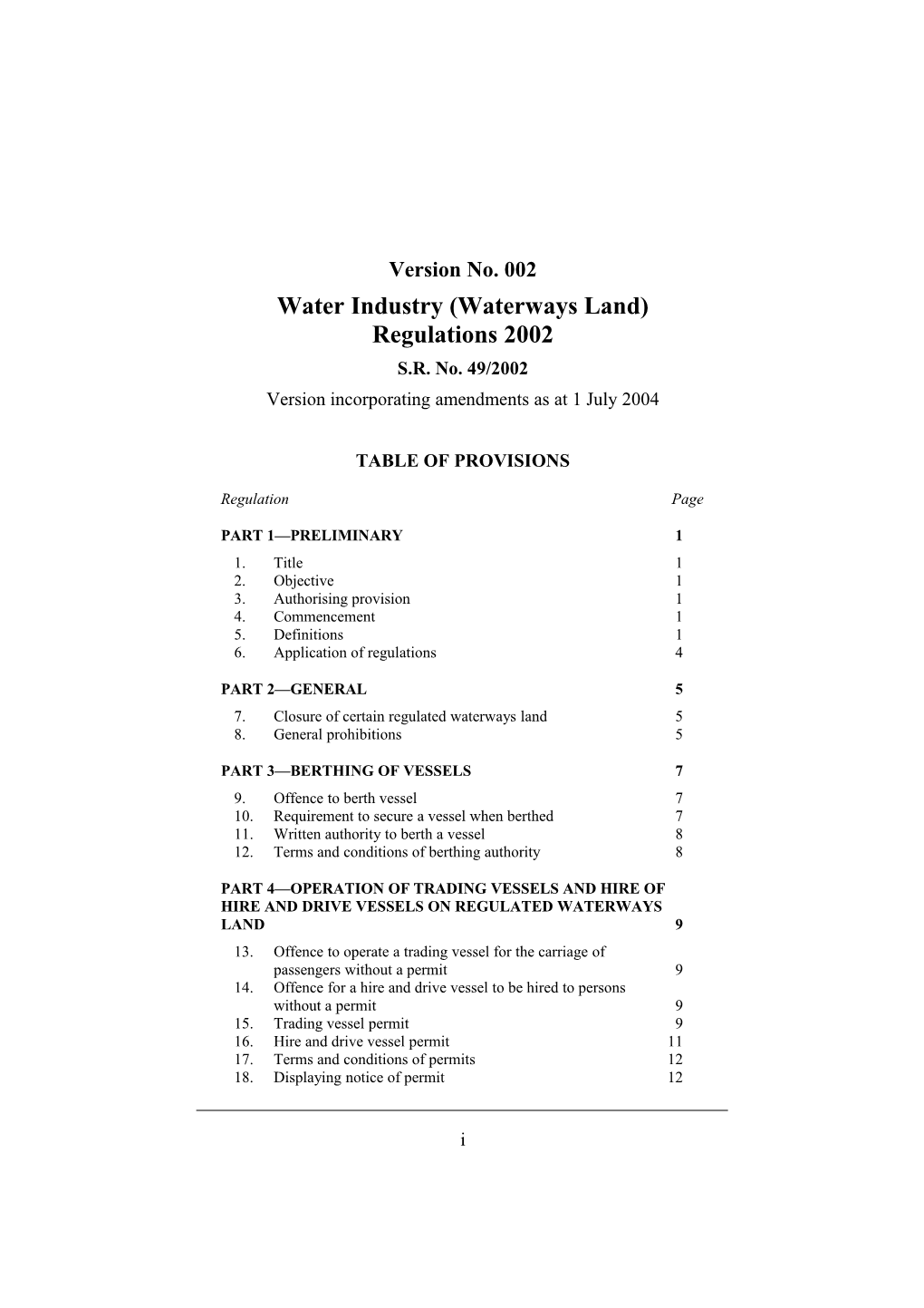 Water Industry (Waterways Land) Regulations 2002