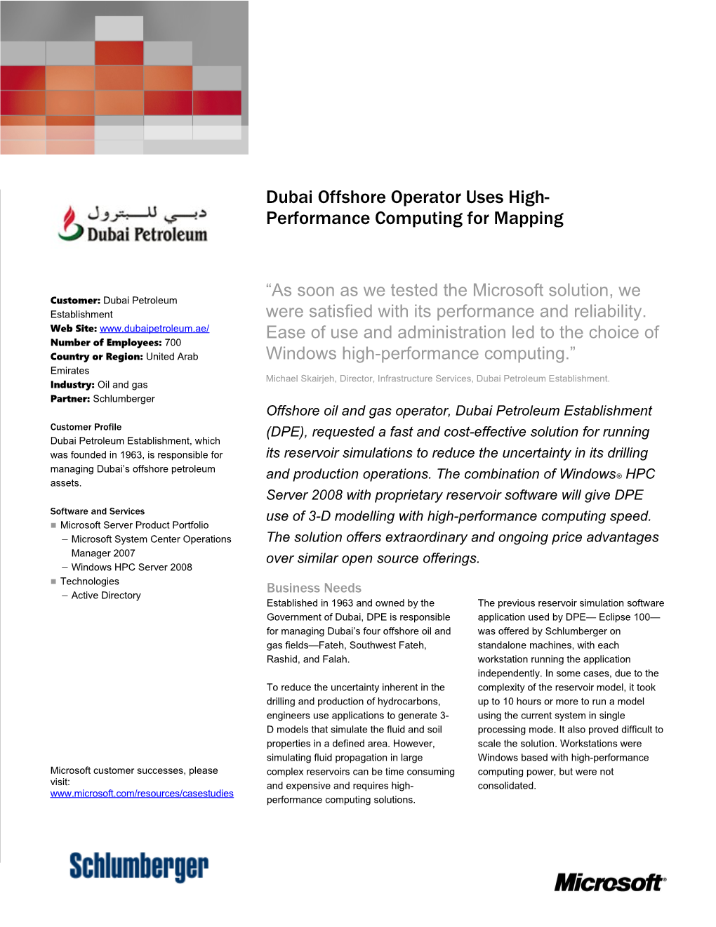 Writeimage CSB Dubai Offshore Operator Uses Windows High Performance Computing For