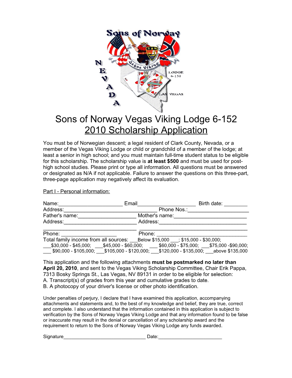 Sons of Norway Vegas Viking Lodge 6-152