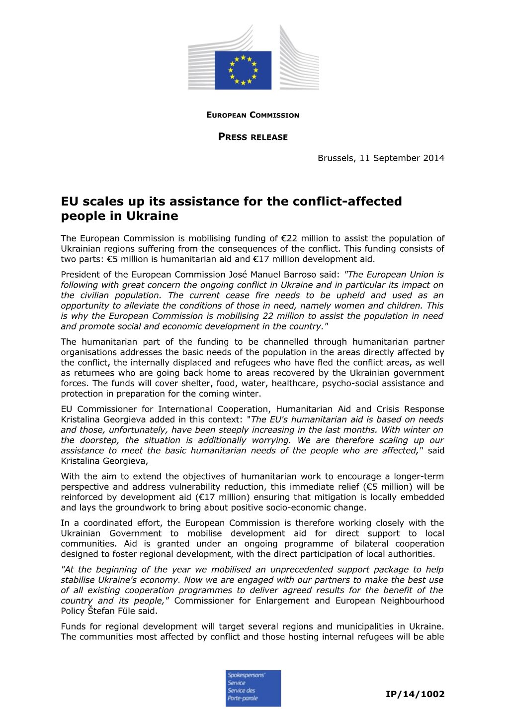 EU Scales up Its Assistance for the Conflict-Affected People in Ukraine