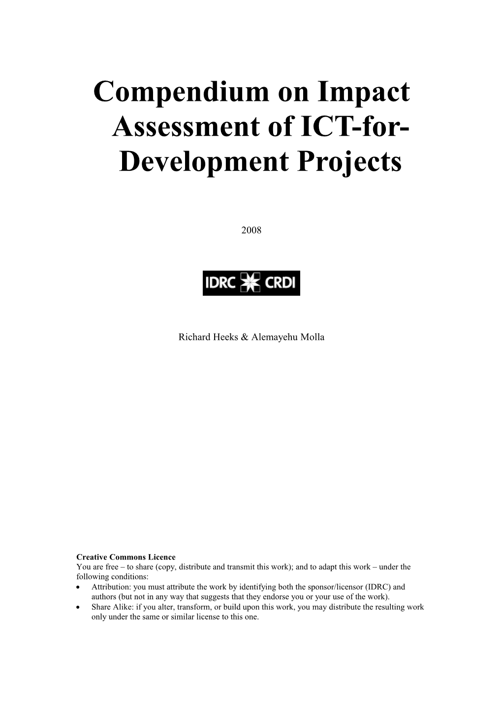 Compendium on Impact Assessment of ICT-For-Development Projects