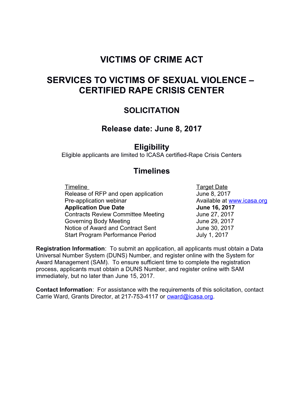 Services to Victims of Sexual Violence