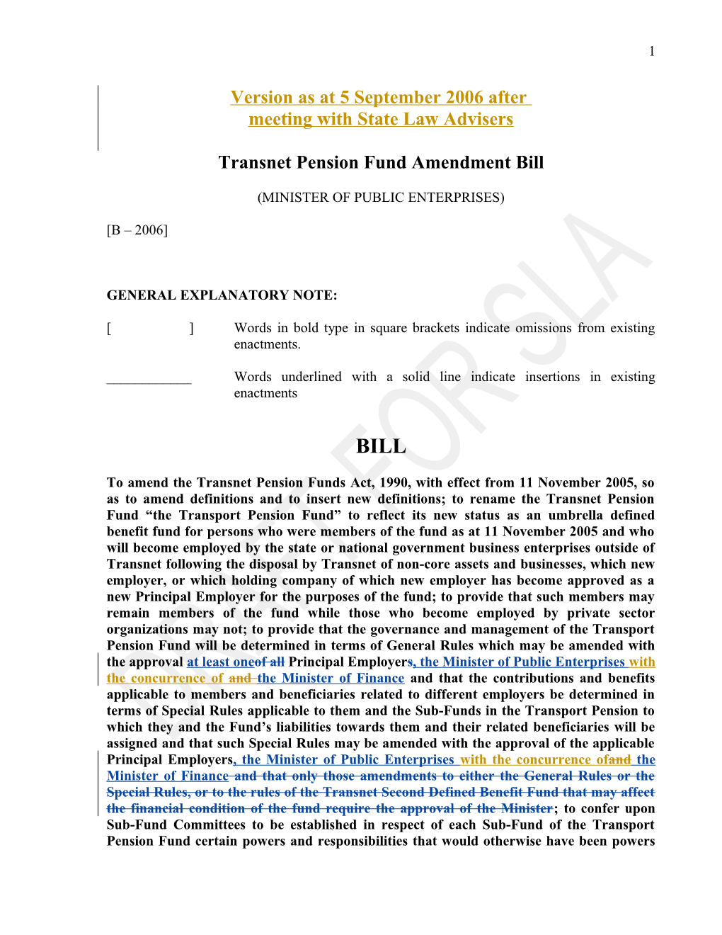 Transnet Pension Fund Amendment Bill
