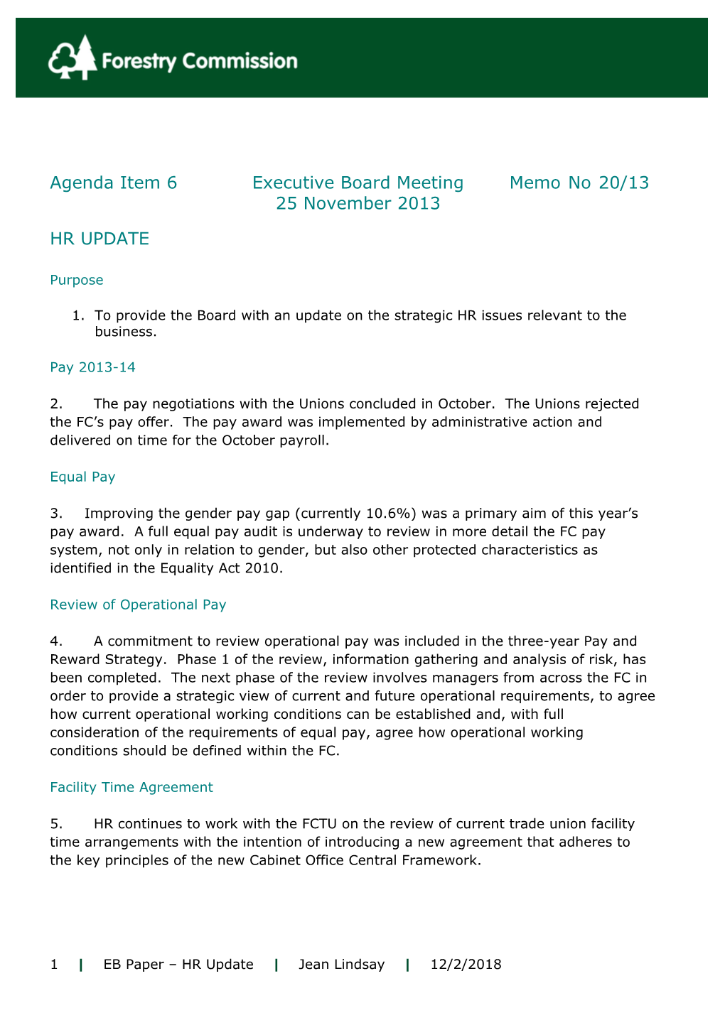 Agenda Item6executive Board Meetingmemo No 20/1325 November 2013